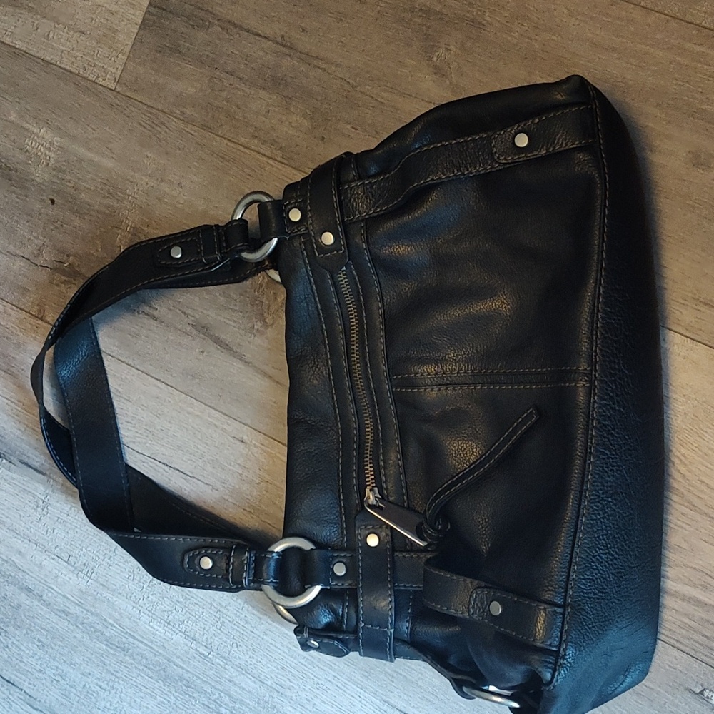 Vintage Fossil fifty four 54 heavy black leather bag mint